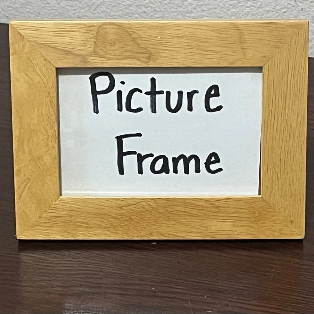 Square Light Maple Wood Picture Frame Photo Frame Beige Wooden with Black Stand